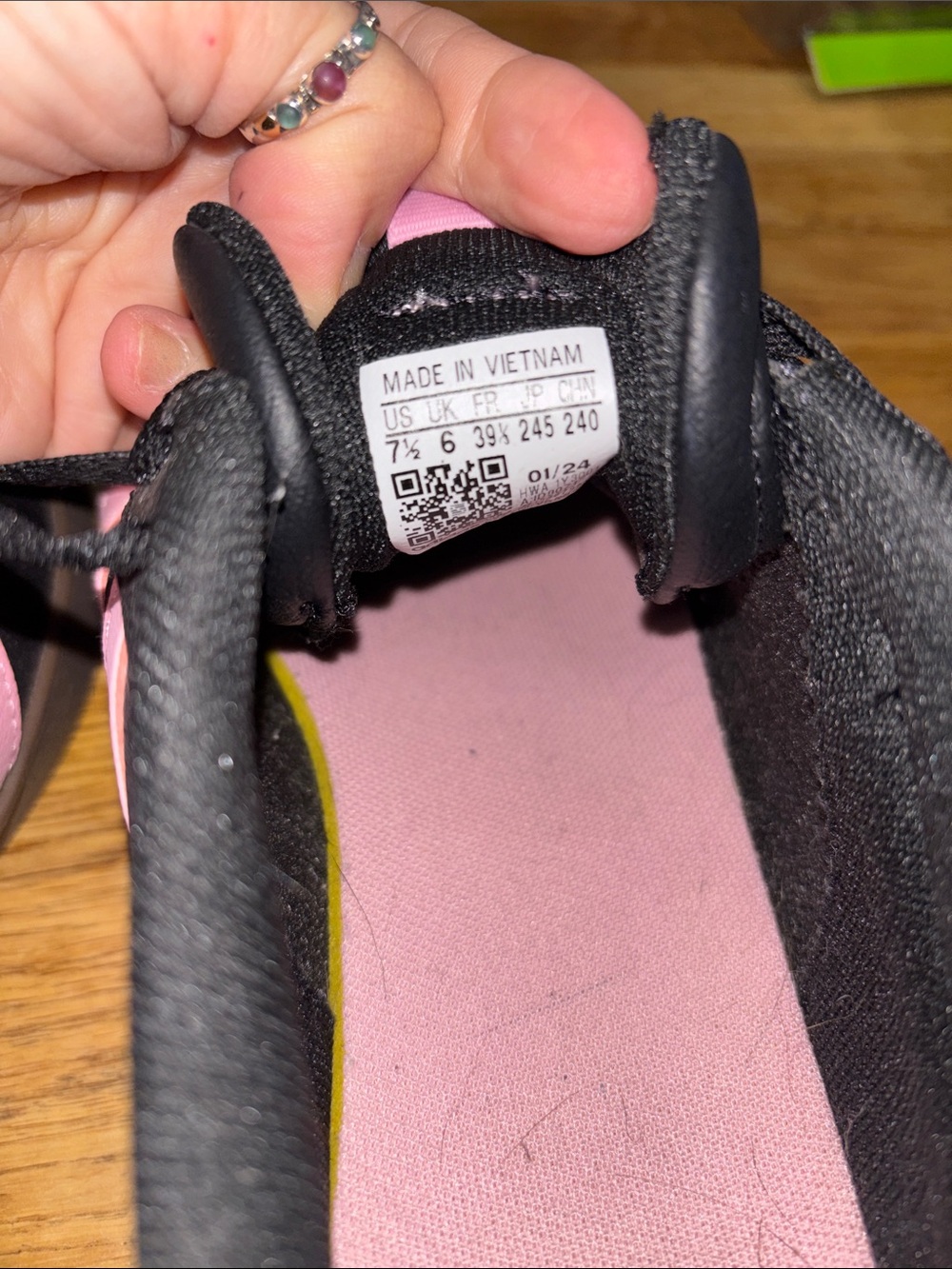 adidas Women’s Black and Pink Court Sneaker - Picture 3 of 7